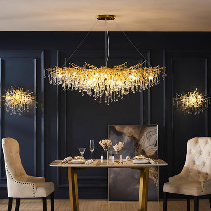 Teardrop Crystal Chandelier with Dimmable Light