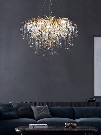 Teardrop Crystal Chandelier with Dimmable Light