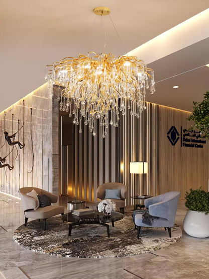 Teardrop Crystal Chandelier with Dimmable Light