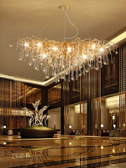 Teardrop Crystal Chandelier with Dimmable Light