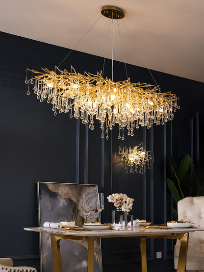 Teardrop Crystal Chandelier with Dimmable Light