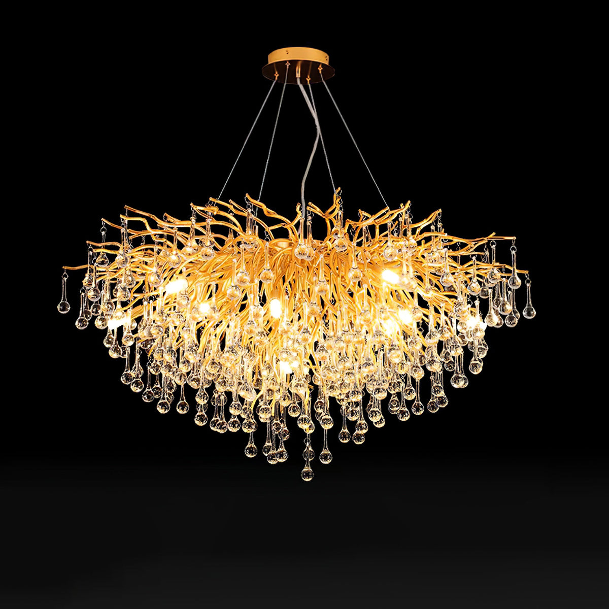 Teardrop Crystal Chandelier with Dimmable Light — alternate angle