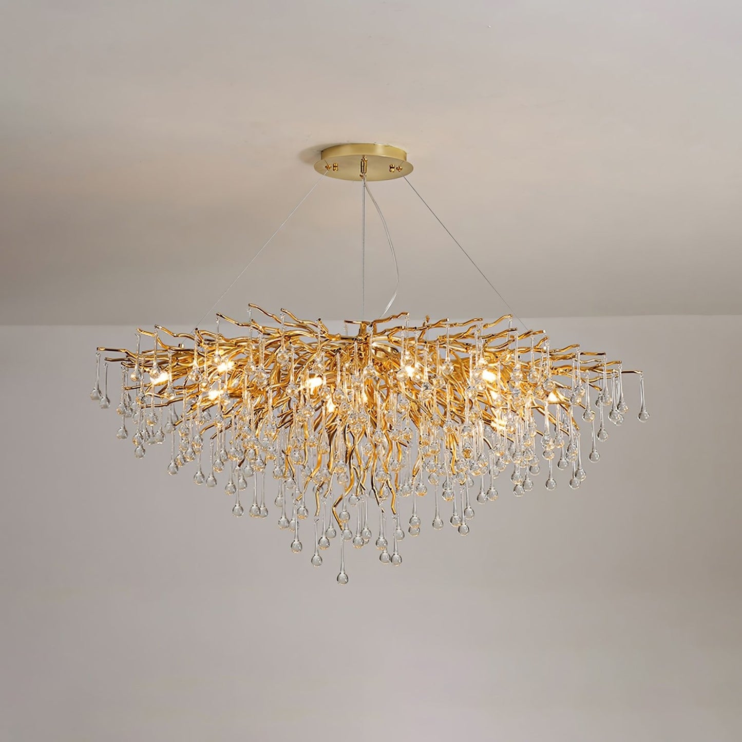 Teardrop Crystal Chandelier with Dimmable Light