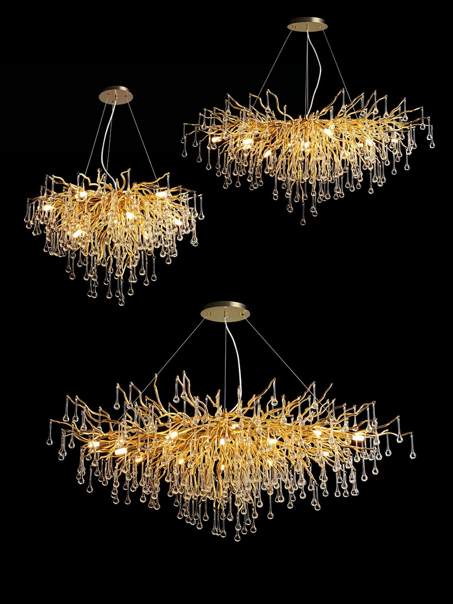 Teardrop Crystal Chandelier with Dimmable Light
