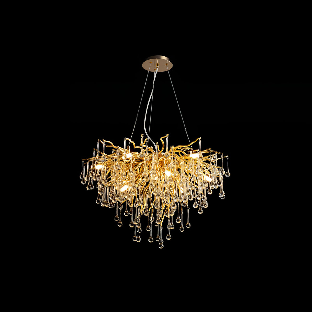 Teardrop Crystal Chandelier with Dimmable Light — side view