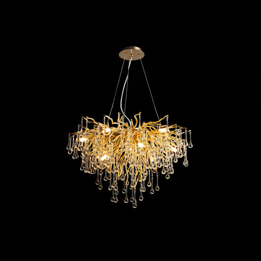 Teardrop Crystal Chandelier with Dimmable Light — side view