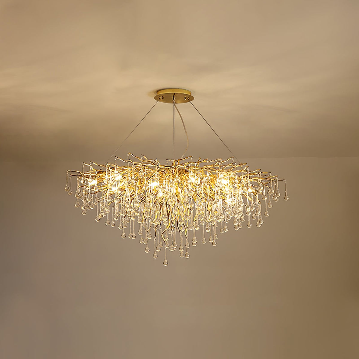 Teardrop Crystal Chandelier with Dimmable Light