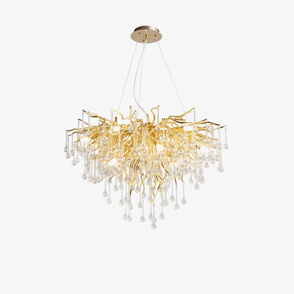 Teardrop Crystal Chandelier with Dimmable Light