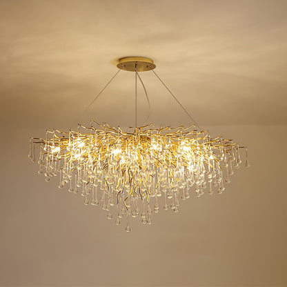 Teardrop Crystal Chandelier with Dimmable Light