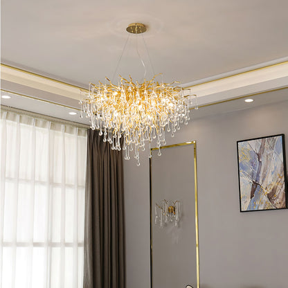 Teardrop Crystal Chandelier with Dimmable Light