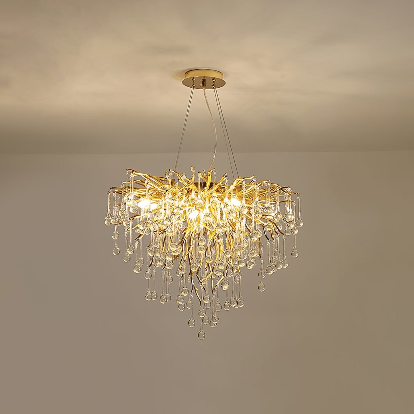 Teardrop Crystal Chandelier with Dimmable Light