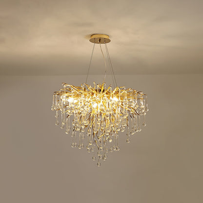 Teardrop Crystal Chandelier with Dimmable Light