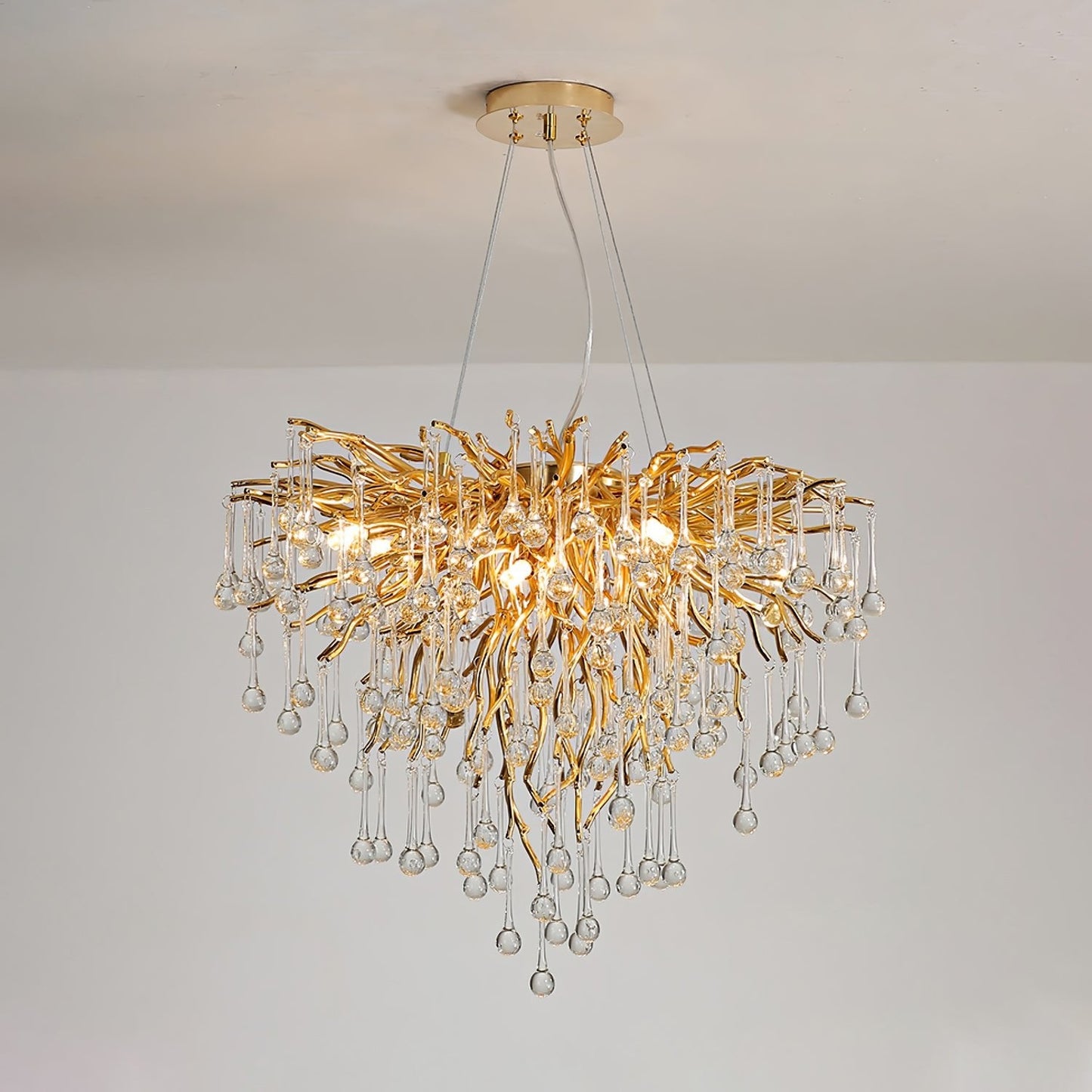 Teardrop Crystal Chandelier with Dimmable Light