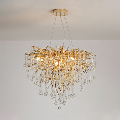 Teardrop Crystal Chandelier with Dimmable Light