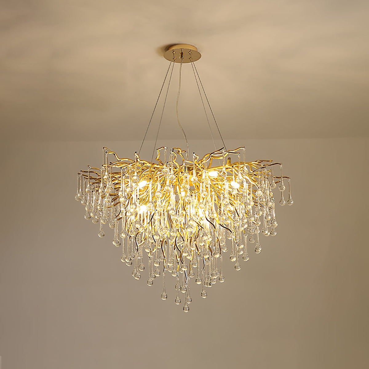 Teardrop Crystal Chandelier with Dimmable Light