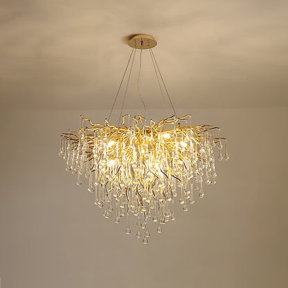 Teardrop Crystal Chandelier with Dimmable Light