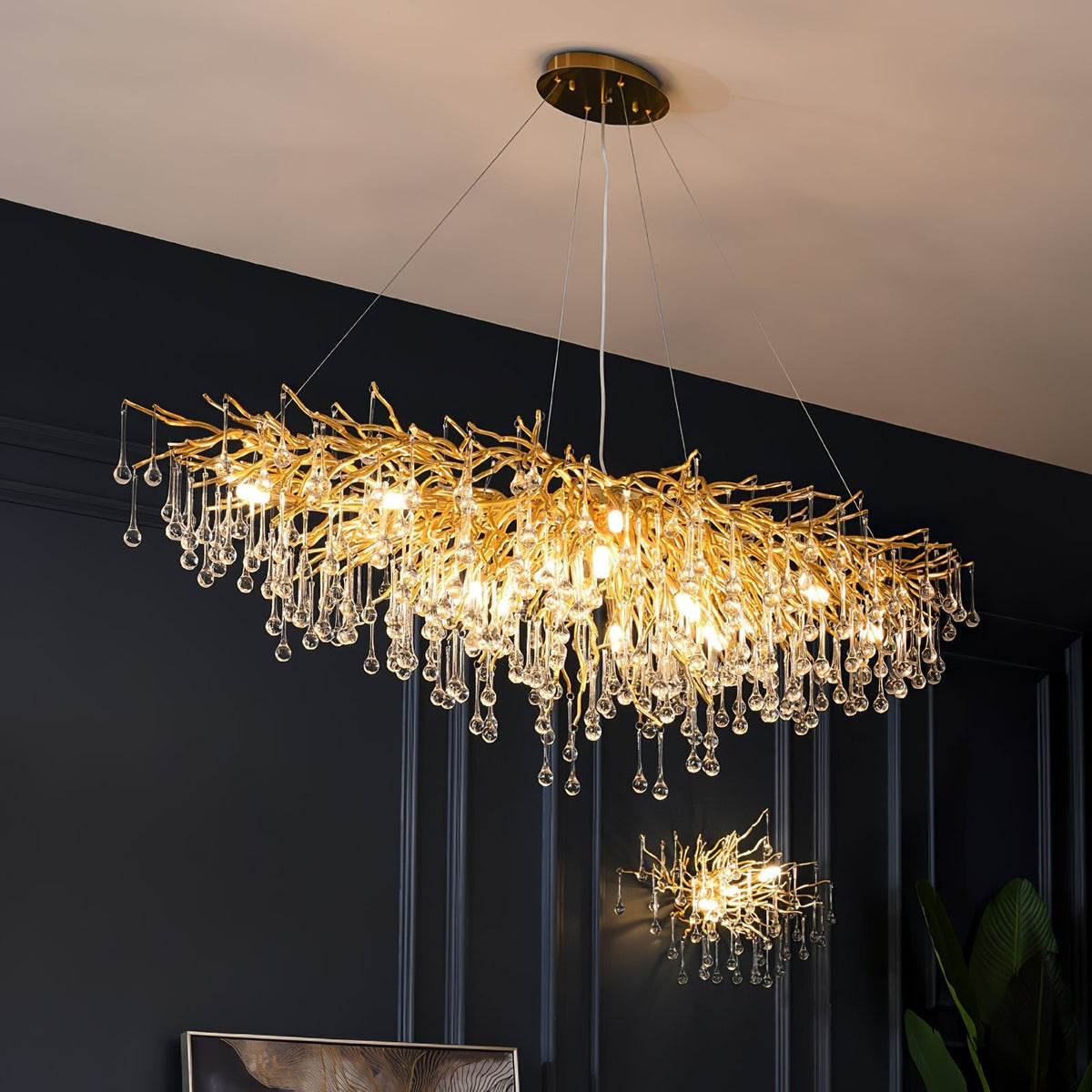 Teardrop Crystal Chandelier with Dimmable Light