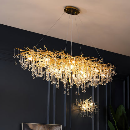 Teardrop Crystal Chandelier with Dimmable Light