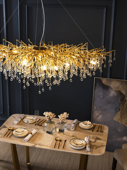 Teardrop Crystal Chandelier with Dimmable Light