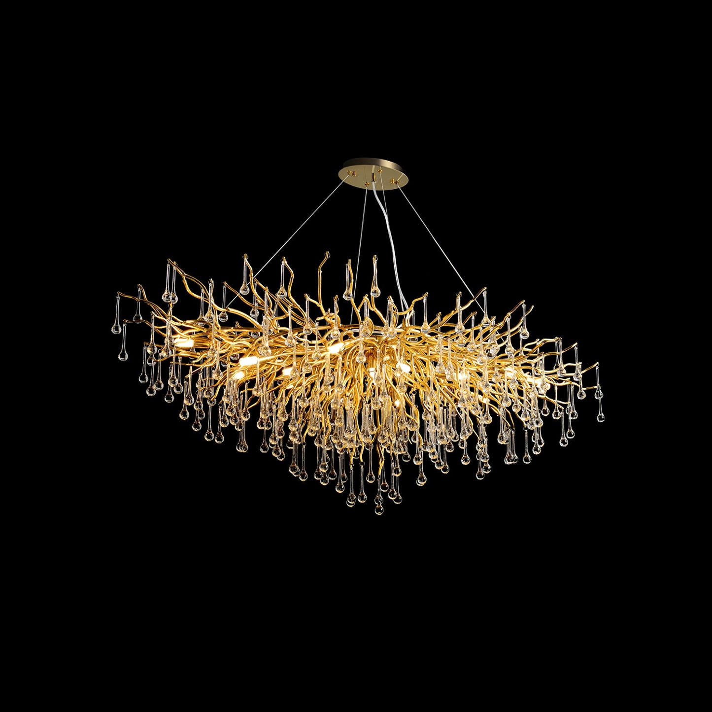 Teardrop Crystal Chandelier with Dimmable Light