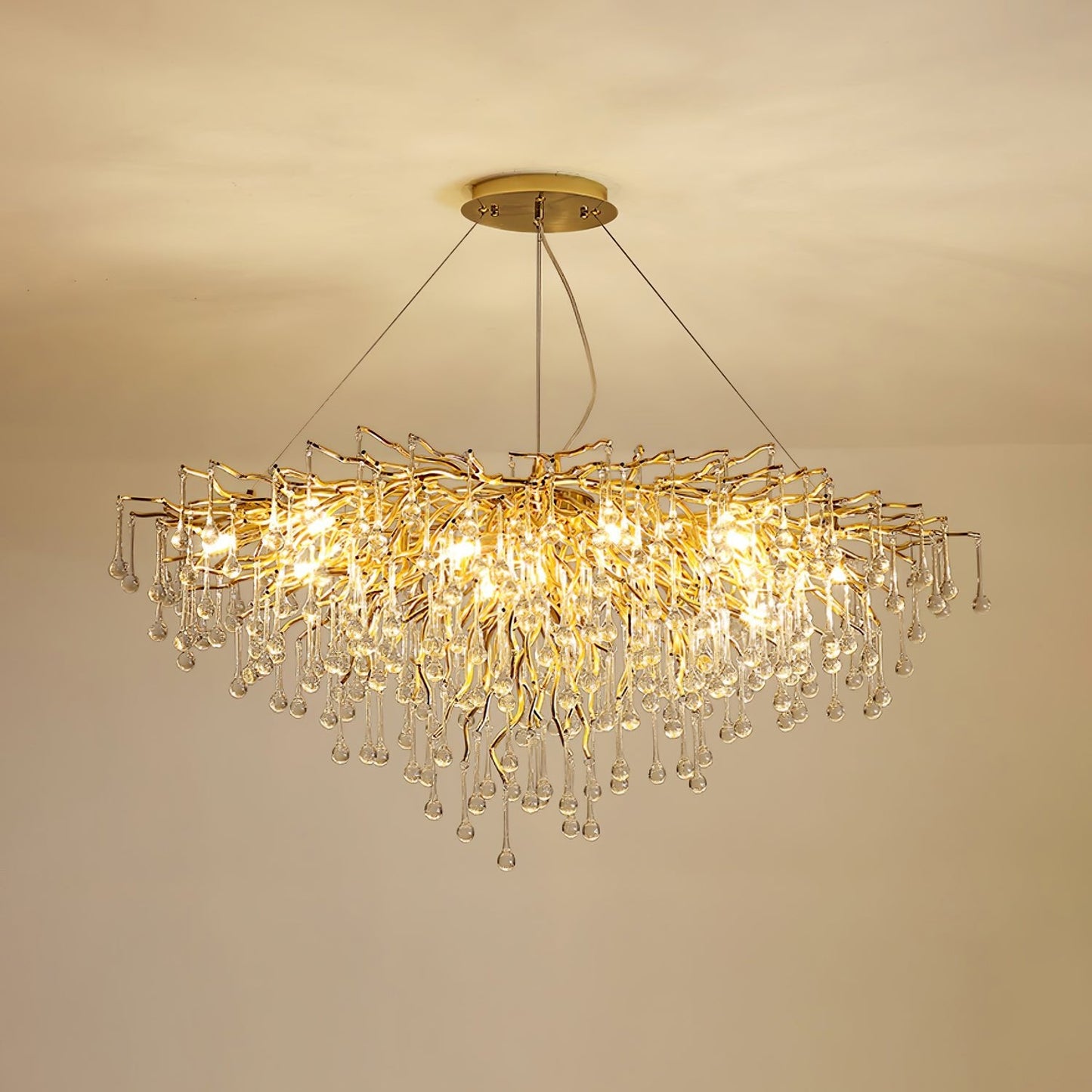 Teardrop Crystal Chandelier with Dimmable Light