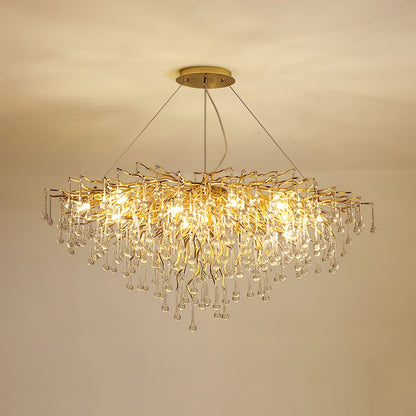 Teardrop Crystal Chandelier with Dimmable Light