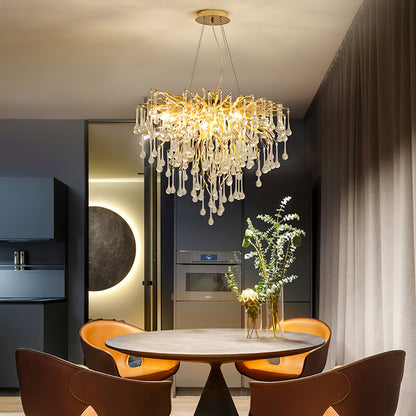 Teardrop Crystal Chandelier with Dimmable Light