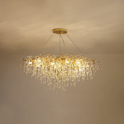 Teardrop Crystal Chandelier with Dimmable Light