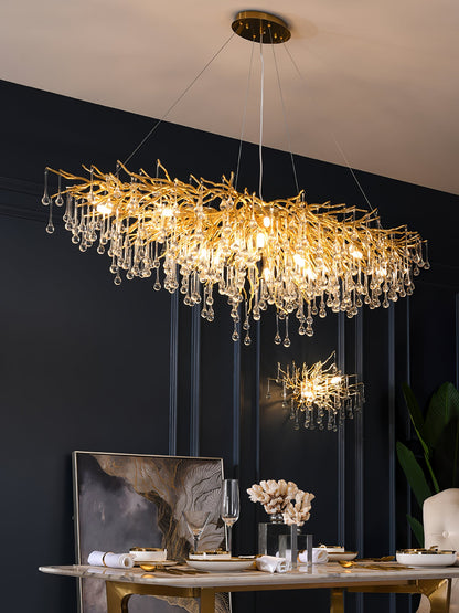 Teardrop Crystal Chandelier with Dimmable Light