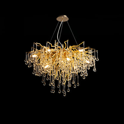 Teardrop Crystal Chandelier with Dimmable Light — detail view