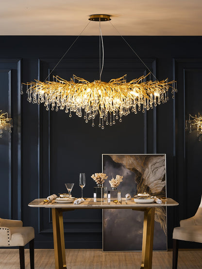Teardrop Crystal Chandelier with Dimmable Light