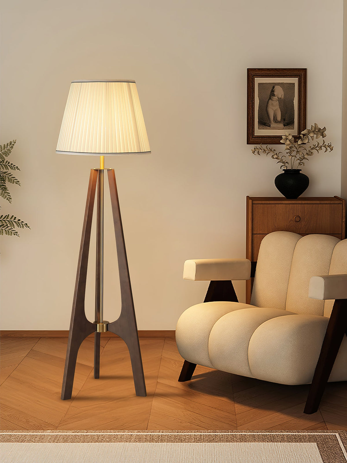 Tripod Floor Lamp, Soft Warm Light — lifestyle view