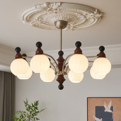 Walnut Chandelier with Adjustable Height