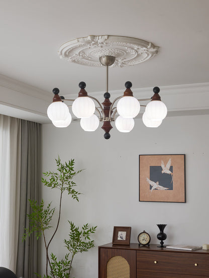 Walnut Chandelier with Adjustable Height