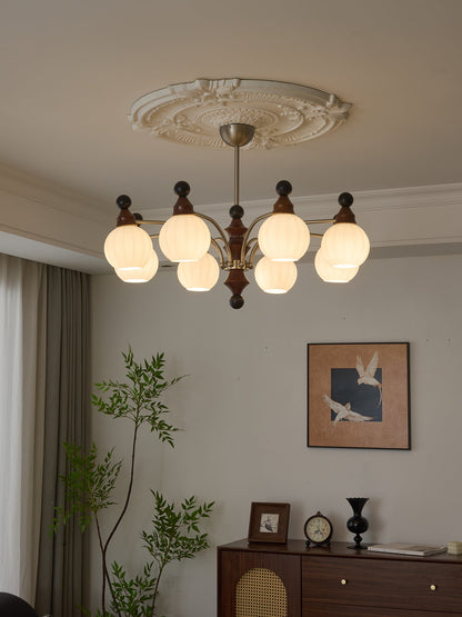 Walnut Chandelier with Adjustable Height