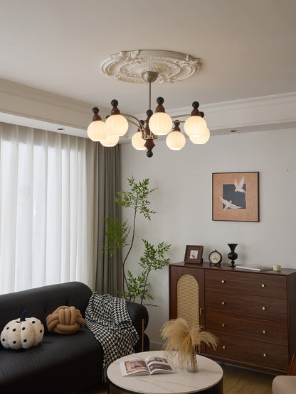 Walnut Chandelier with Adjustable Height