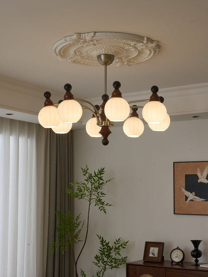 Walnut Chandelier with Adjustable Height