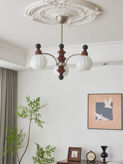 Walnut Chandelier with Adjustable Height