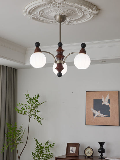 Walnut Chandelier with Adjustable Height