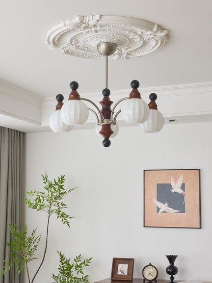 Walnut Chandelier with Adjustable Height