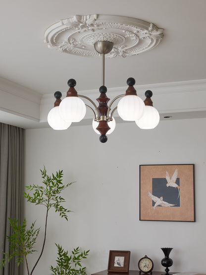 Walnut Chandelier with Adjustable Height