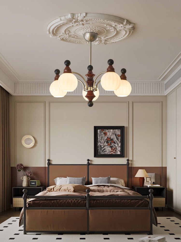 Walnut Chandelier with Adjustable Height