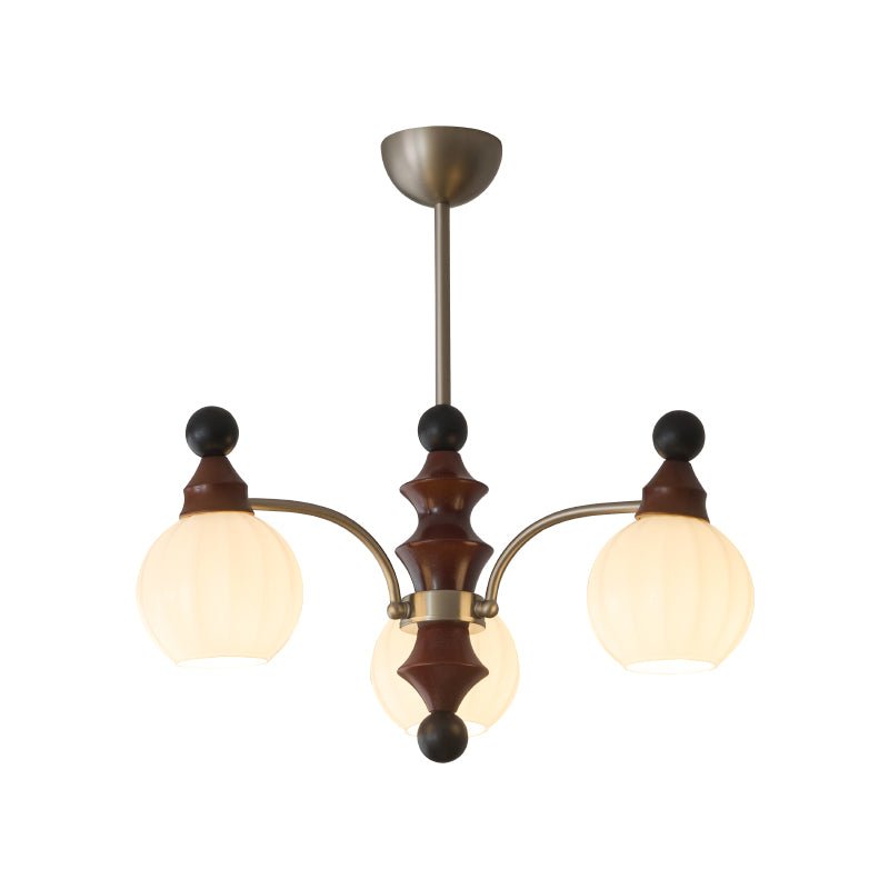 Walnut Chandelier with Adjustable Height — front view
