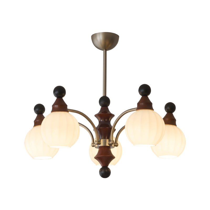 Walnut Chandelier with Adjustable Height — side view
