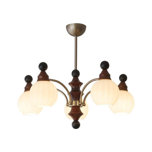 Walnut Chandelier with Adjustable Height — side view