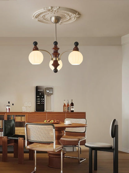 Walnut Chandelier with Adjustable Height
