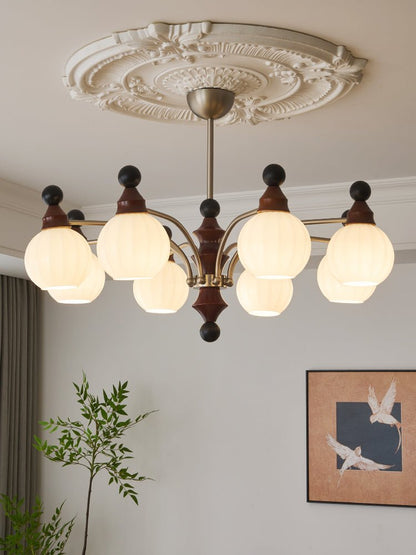 Walnut Chandelier with Adjustable Height
