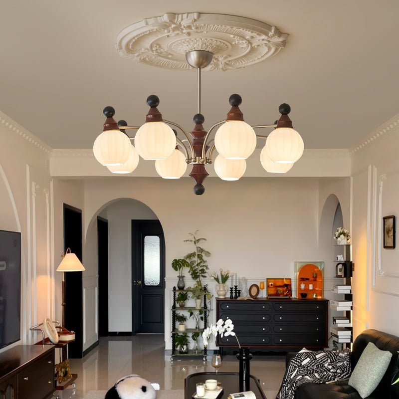 Walnut Chandelier with Adjustable Height