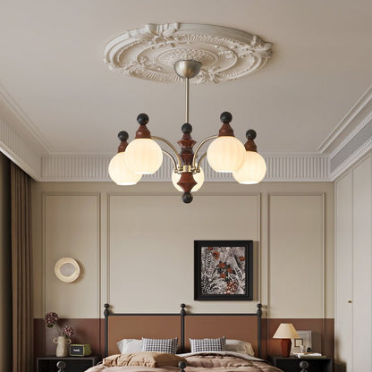 Walnut Chandelier with Adjustable Height