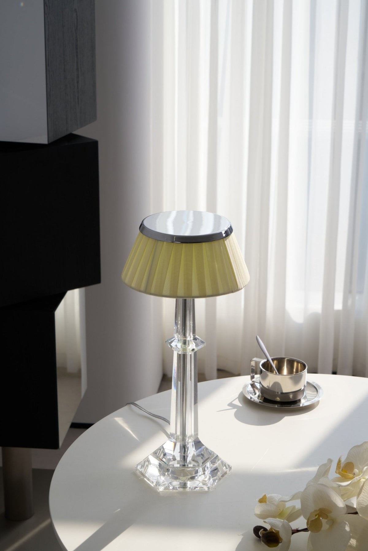Chrome & Glass Table Lamp with Adjustable Brightness